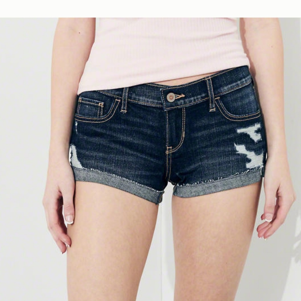 Hollister Stretch Low-Rise Destroyed Denim Shorts